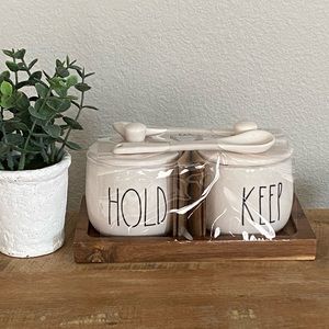SALE Rae Dunn Hold & Keep Jars w/ Spoons and Tray